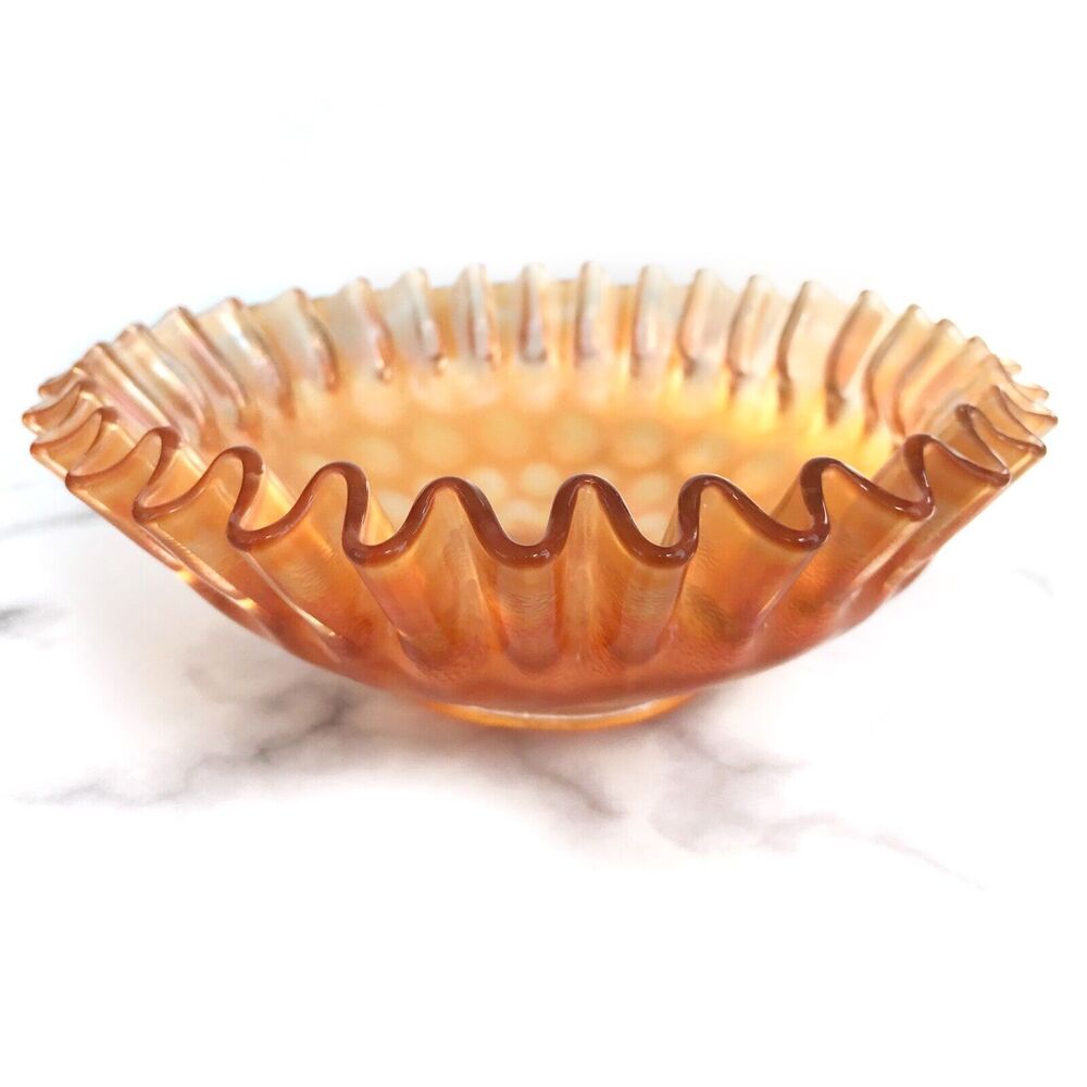 Carnival Glass Coin Dot Marigold Ruffle Low Bowl Fenton? S28